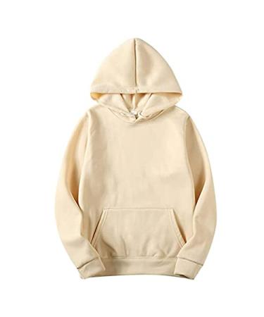 LowProfile Winter Fleece Lined Hooded Sweatshirts for Men, Comfortable Soft Pullovers Hoodies Running Active Gymwear Beige Large