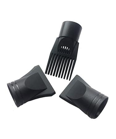 ericotry 1Set 3Pcs Professional Plastic Hair Dryer Nozzle Comb Concentrator Replacement Hair Dryer Diffuser Attachment Hairdressing Salon Styling Tool Accessories Fit for Outer Dia 4.54.6cm (Black)
