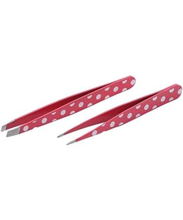 U-M 2 pcs Tilting Tweezers Eyebrow Hair Finishing Tools Stainless Steel Dot Printing Hair Removal Tool Clip as shown - Buy Online on GoSupps.com