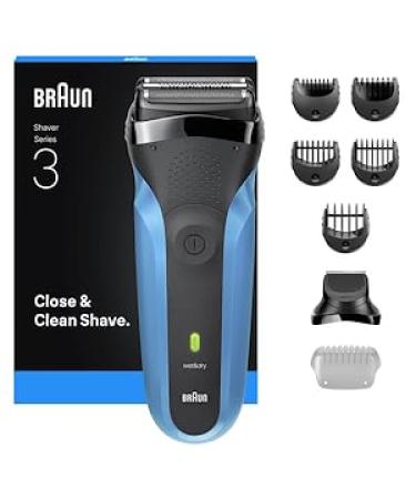 Braun Series 3 310BT Rasoir lectrique pour homme avec 3 lames flexibles embout tondeuse barbe 5 peignes rasoir humide et sec pour homme bleu