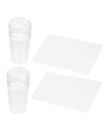 FRCOLOR Silicone Nail Tools 2 Sets Nail Stamp Handle Abs Soft Head Clear Nail Stamper 6.2X3X3CM Assorted Color