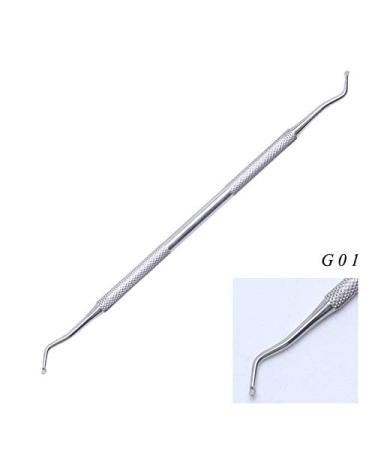 1pcs Dual-Ended Nail Cuticle Pusher Stainless Steel Groove Corrector Trimmer Pedicure Manicure Silver Nail Art Tool SAG01-07 - (Color: G01)