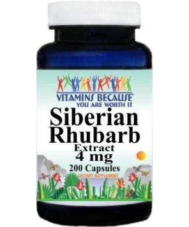 Siberian Rhubarb Extract 4mg 200 Capsules Vitamins Because