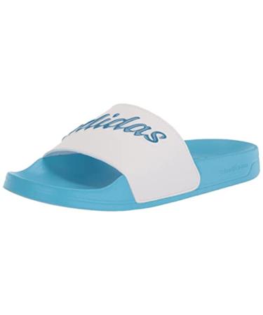 adidas Women's Adilette Slides Sandal 9 White/Blue Rush Met/Sky Rush