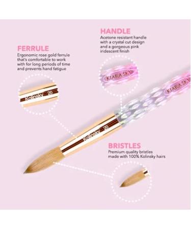 Kiara Sky Pink Crystal Acrylic Kolinsky Nail Brush (12) - High-Quality Nail Art Brush - Buy Online on GoSupps.com