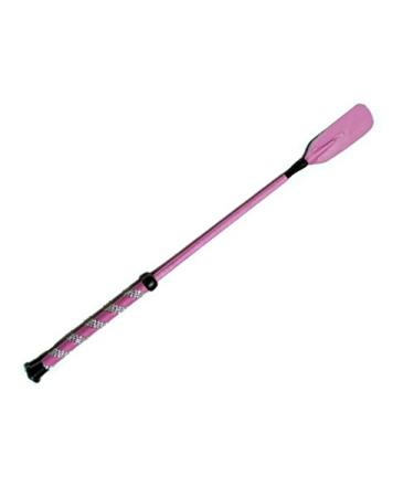 Jump Bat 18 Inch Riding Crop Horse and Rhinestone Decorated Handle Color Choice: Black, Blue, Green, Fuchsia, Pink, Purple, Red, or Yellow Pink Bling
