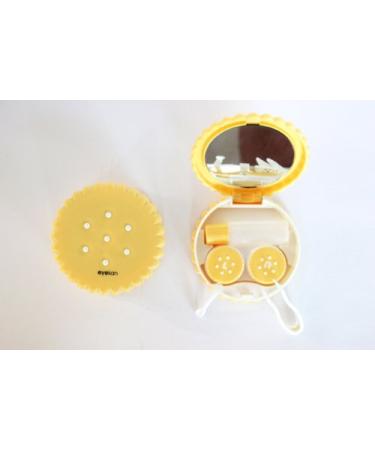 Contact lens case storage container case set mirror motif biscuit yellow NEW