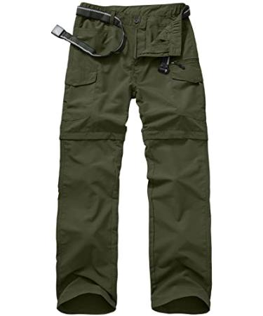 Hiking Pants for Men Convertible Zip Off Boy Scout Quick Dry Lightweight Cargo Travel Safari Pants 6055 Army Green 30