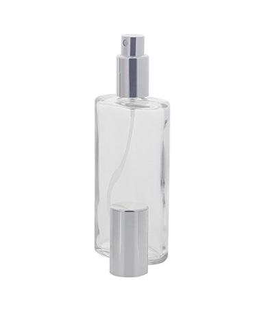 Oval clear glass Kosmetex bottle with silver. Atomizer 100 ml