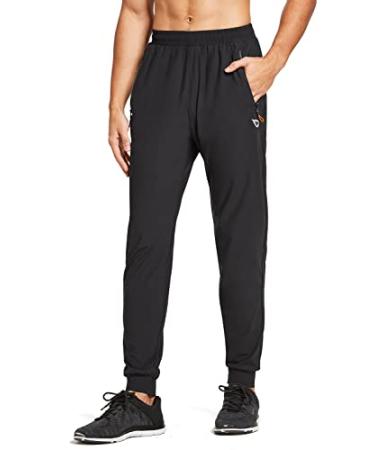 BALEAF Men's Joggers Pants Lightweight Running Workout Athletic Training Gym Quick Dry Tapered Jogger Zipper Pockets 1-black Medium - Buy Online on GoSupps.com