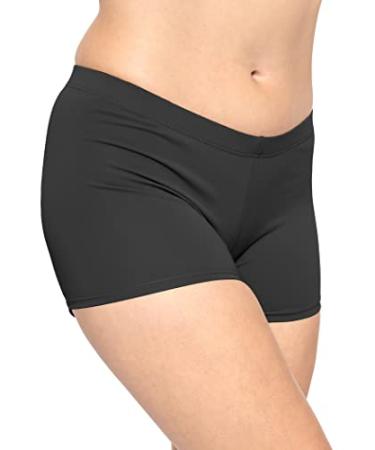 STRETCH IS COMFORT Women's and Plus Size Nylon Booty Shorts | S-3X 2.5" Inseam X-Small Black