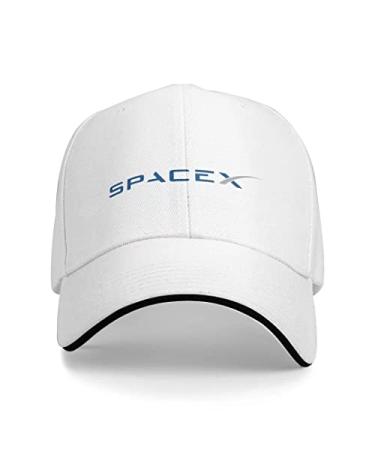 SpaceX Hat Baseball Cap Dad Hats for Men & Women Space Fans Hat Baseball Caps Design Adjustable One Size White
