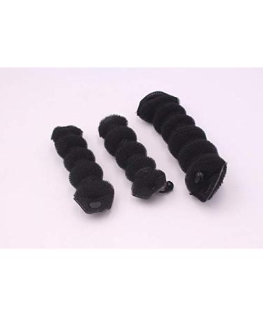 Set of 3 Magic Hair Styling Tools - Hot Donut Bun Ring & Curler Accessories (Black) - Perfect for Effortless Updos - Buy Online on GoSupps.com