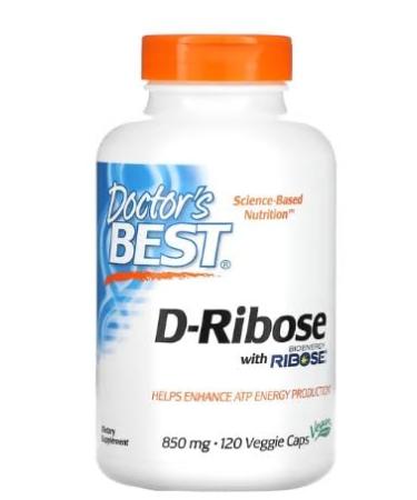 Doctor's Best D-Ribose, 850mg - 120 Vegetable Capsules | Natural Energy | Cardiovascular Support