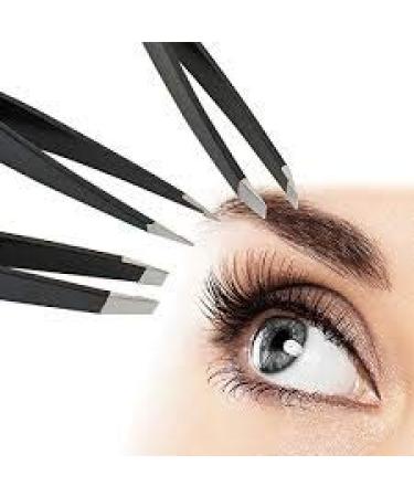 ProMax Care 4-piece Stainless Steel Eyebrow Tweezers Set - Slant Tip and Pointed Precision Tweezer Set for Facial Hair, Splinters, Blackheads, and Ingrown Hairs - Buy Online on GoSupps.com