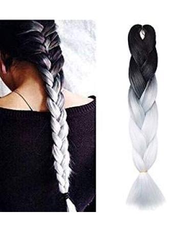 24 Synthetic Hair Extensions - Crochet Braids in Black to White - 5 Pcs/500g for Stunning Styles - Buy Online on GoSupps.com