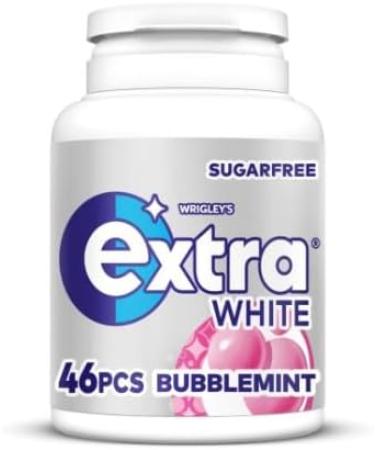 Wrigley's Extra White Bubblemint Gum Bottle (6 x 46 Piece) Lasting Refreshing Flavour Helps Prevent Bad Breath - Buy Online on GoSupps.com