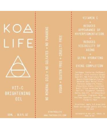 KOA LIFE Vitamin C Brightening Oil for Face - Anti Aging Serum with Vitamin E, Rosehip, Hemp, Safflower Oil, Grape Seed Oil - Hydrating Formula to Reduce Dark Spots, Fine Lines, and Wrinkles - 0.5 Fl OZ - Buy Online on GoSupps.com