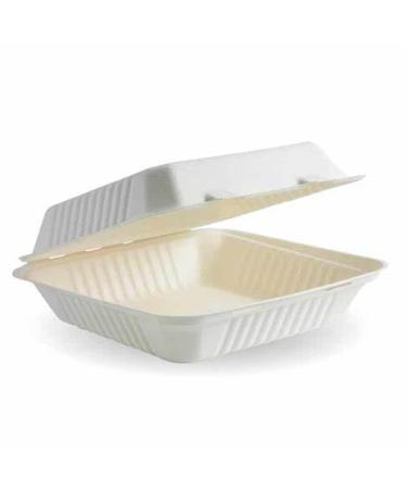 Wrawp 8"x8"x1 size 100% Compostable clamshell to go boxes for food 200 box