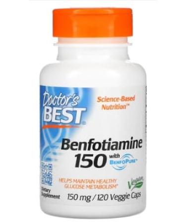 Doctor's Best Benfotiamine with BenfoPure - 150mg 120 Vegetable Capsules | Powerful Metabolic Support & Antioxidant