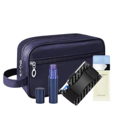 LIGHTBLUE for Women EDT 0.84 oz Mini - Luxury Gift Set - Toiletry Bag Fillable Travel Perfume Atomizer and RFID Metal Carbon Fiber Minimalist Wallet