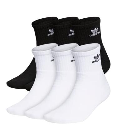 adidas Originals Trefoil Quarter Socks (6-Pair) Medium White/Black