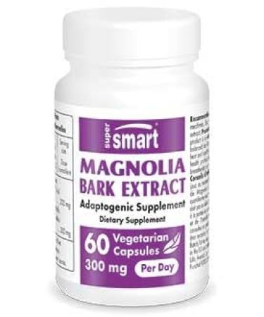 Supersmart - Magnolia Bark Extract 300 mg Per Day - Powerful Antioxidant - Stress Support & Emotional Boost | Non-GMO & Gluten Free - 60 Vegetarian Capsules