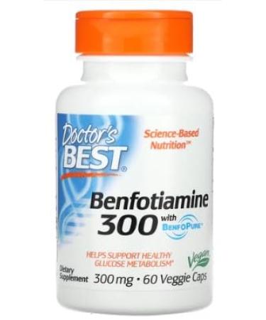 Doctor's Best Benfotiamine with BenfoPure - 300mg 60 Vegetable Capsules | Powerful Metabolic Support & Antioxidant