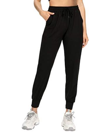 FULLSOFT Sweatpants for Women-Womens Joggers with Pockets Lounge Pants for Yoga Workout Running Black Medium