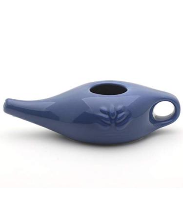 DOPHO Ceramic Neti Pot Nasal Wash System Cleaner Nose Washing Kit for Sinus Sinusitis Rhinitis Allergy Nose Yoga Rinse (Blue)