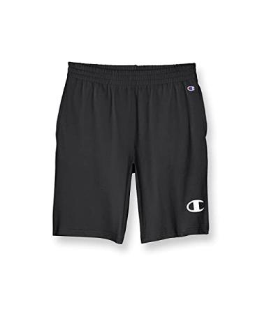 Champion Boys Cotton Shorts, Shorts for Boys', Classic Gym Shorts, 100% Cotton, Graphics, 8" Big Boys 14-16 Black Big C Logo White