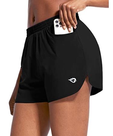 BALEAF Women's 3" Running Athletic Shorts Quick Dry Gym Workout Shorts with Pockets Black Medium