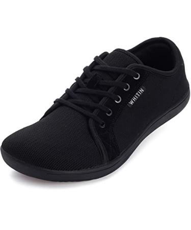 WHITIN Men's Wide Minimalist Barefoot Sneakers | Zero Drop Sole | Optimal Relaxation 11 Wide W81 | All Black
