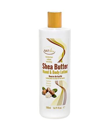 NATSKIN Shea Butter Hand and Body Lotion 500ml Nourishing Moisturising Replenishing Butter for Body & Face Soothes Softens & Boosts Skin's Moisture & Radiance Hydrating Dry Skin Cruelty-Free