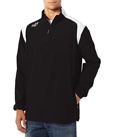 Rawlings Mens Adult Quarter Zip Long Sleeve Jacket Large Black