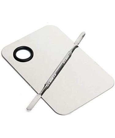 Make-up artist make-up palette made of stainless steel with spatula for foundation silver TOY-STORE
