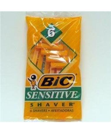 BIC Single Blade Sensitive Disposable Shaver,6 ea, Yellow