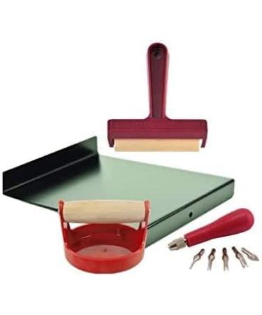 Speedball Block Printing Kit with Bench Hook, Inking Plate, Brayer, Lino Cutters, Carving Tools, and Baren - Buy Online on GoSupps.com