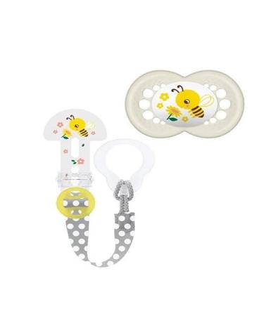 MAM Set 319SU Original Pacifier (6-16 m) & Clip it! beige