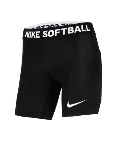 Nike Girl's Dri-Fit Softball Slider Compression Shorts Black | White Medium