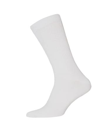 Unisex Big Foot Comfort Fit Diabetic Socks (3 Pairs) 12-15 White