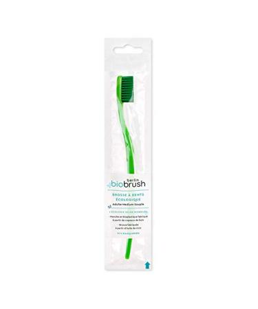 Biobrush toothbrush made of bioplastic medium green 4 pieces