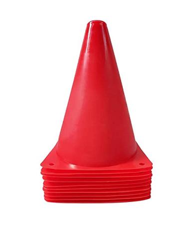 WOWGEEK 7 Inch Plastic Sport Training Traffic Cone 10 Traffic Safety Cones Sign Sport Soccer Football Training Cones Red