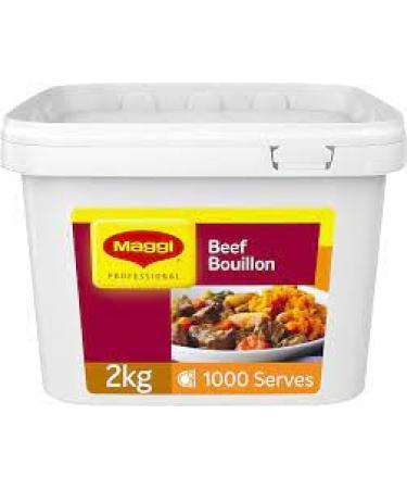 Maggi Gluten Free Bouillon Powder 2kg Tub Catering Packs (2kg Beef) Beef 2 kg (Pack of 1)