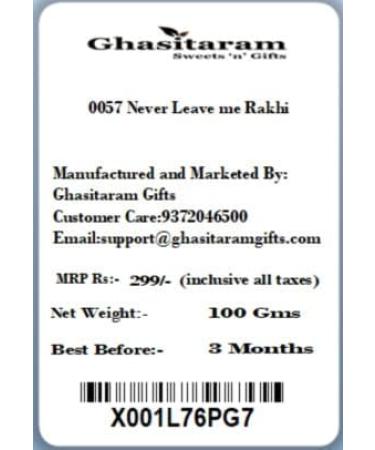 Ghasitaram Gifts Rakhis Online - Rakhi for Brother - 0057 Never Leave me Rakhi - Buy Online on GoSupps.com