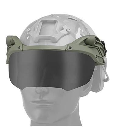 JFFCESTORE Airsoft Goggles Tactical Safety Goggles 2 Color Lenses for Helmet with ARC Rails on Side Green