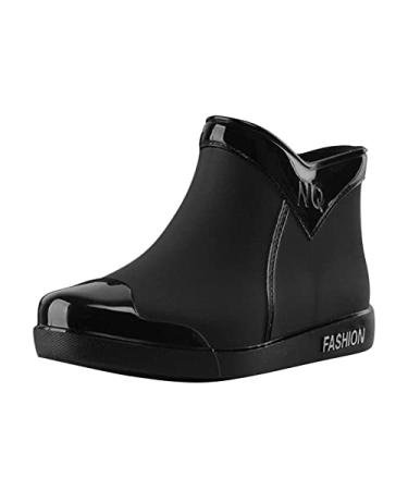 Fashion Woman Rain Shoes Outdoor Waterproof Women's Ankle Garden Boots Shoes Women Lightweight Winter Boots Men 7.5 4-black