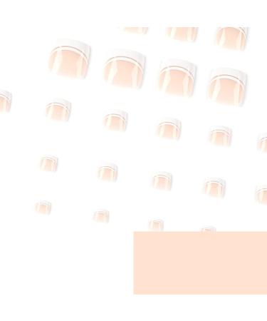 French Tips Press on Toenails - 24Pcs Nude Short Square Acrylic Full Cover White False Toe Nails for Women - Summer Glue on Toenails - Buy Online on GoSupps.com