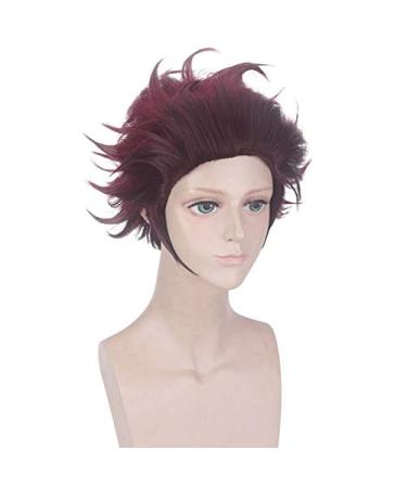 Buy Kamado Tanjirou Wig | Demon Slayer Kimetsu no Yaiba | Dark Red Heat Resistant Synthetic Hair - 30cm - Buy Online on GoSupps.com
