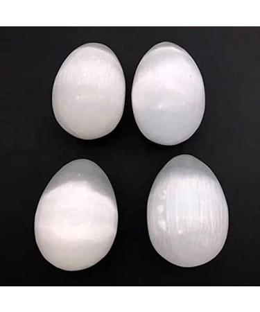 Natural Quartz Palm Stone Hand Crafts White Selenite Egg Crystal 1pc Chakra Reiki Balancing - Buy Online on GoSupps.com